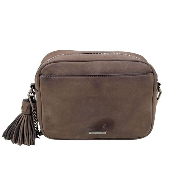 REBECCA MINKOFF TAUPE BROWN GENUINE LEATHER CHAIN CROSSBODY SHOULDER BAG PURSE - Picture 8 of 16